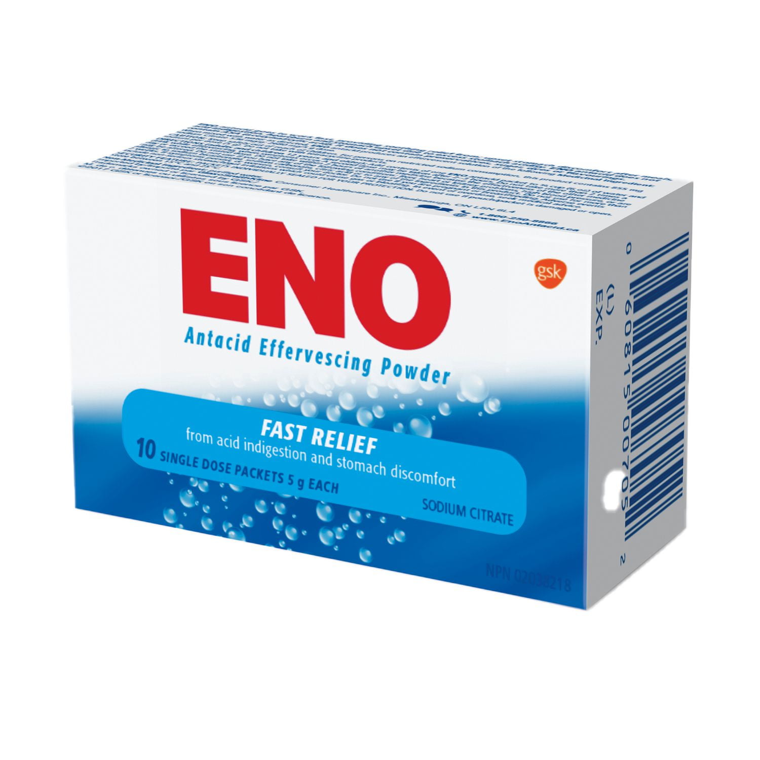 Eno Antiacide poudre effervescente 10 sachets unidoses de 5g chacun