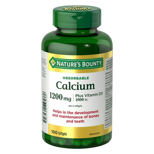 Nature's Bounty Calcium Absorbable plus Vitamine D3 100 gélules