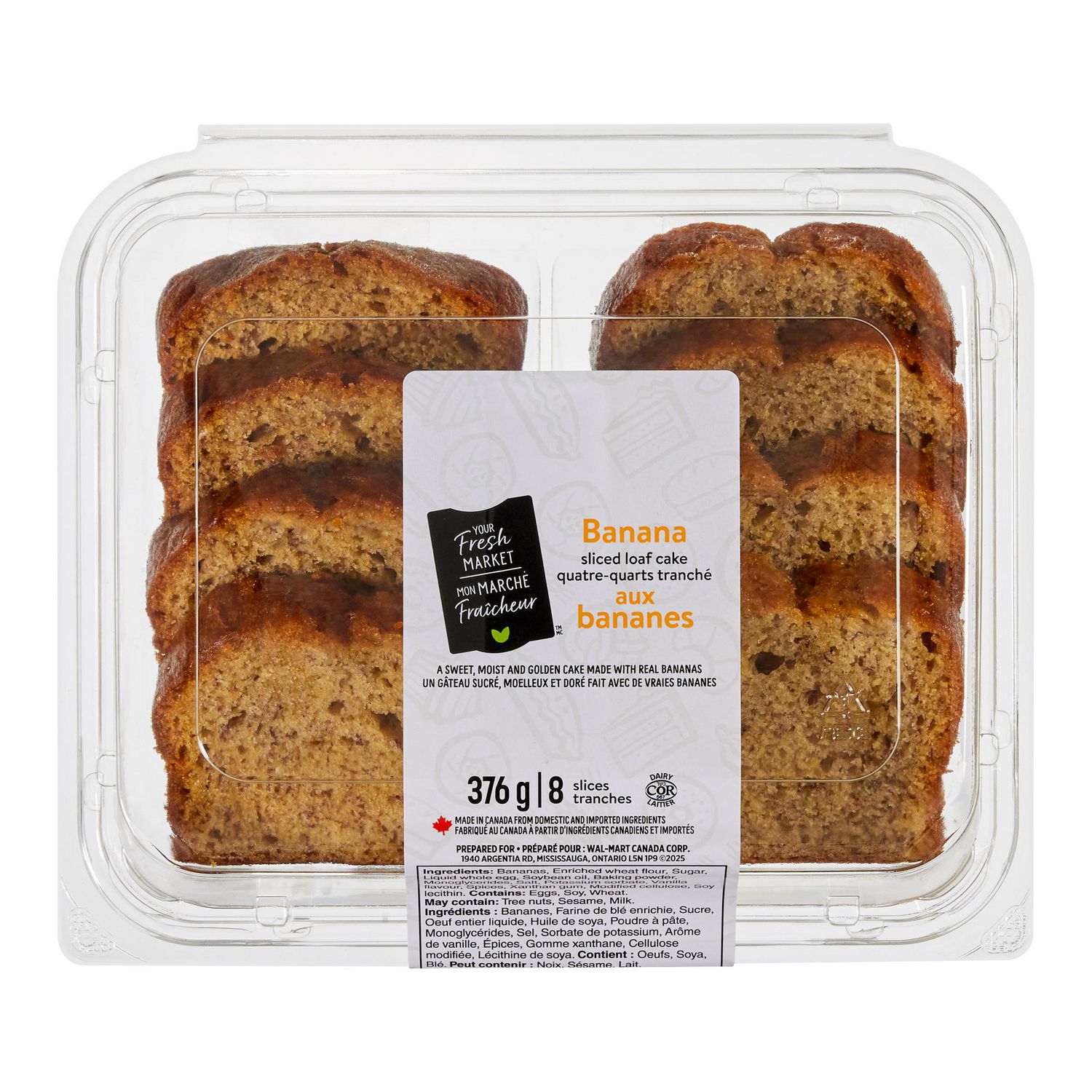 Your Fresh Market Banana Sliced Loaf Cake, 8 pieces 376 g