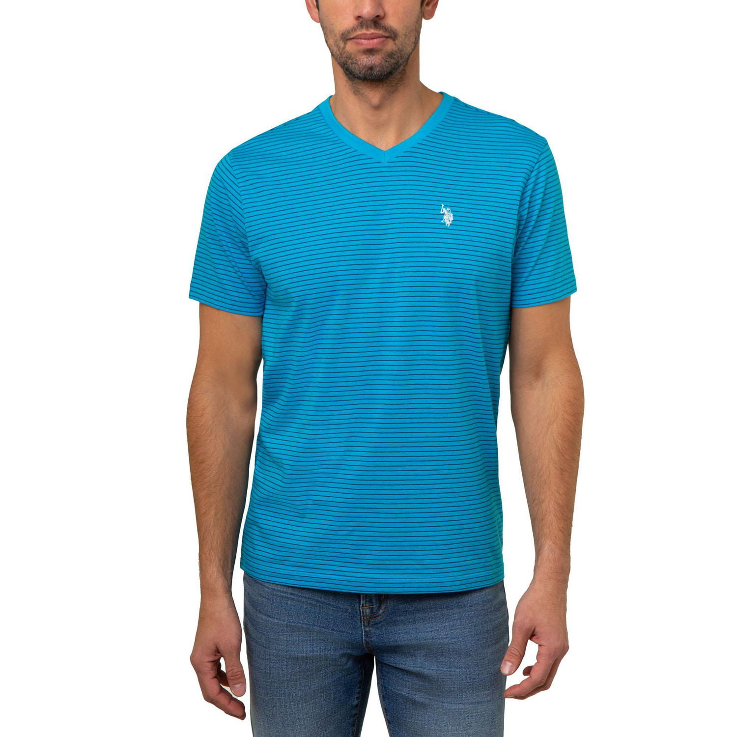 U.S. Polo Men's Stripe V-Neck Tee