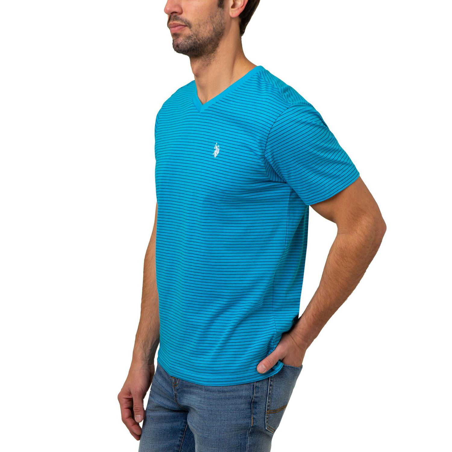 U.S. Polo Men's Stripe V-Neck Tee