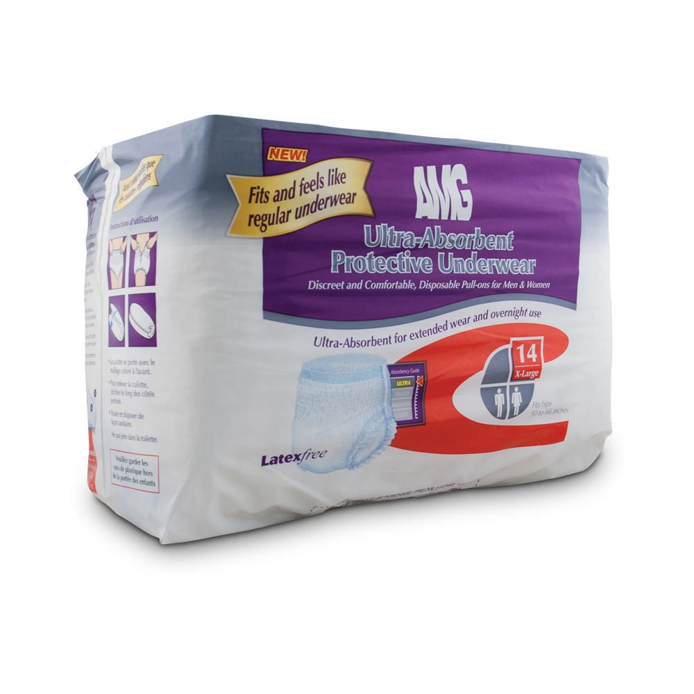 AMG Ultra-Absorbent Incontinence Underwear For Men and Women, X-Large, 14 Count