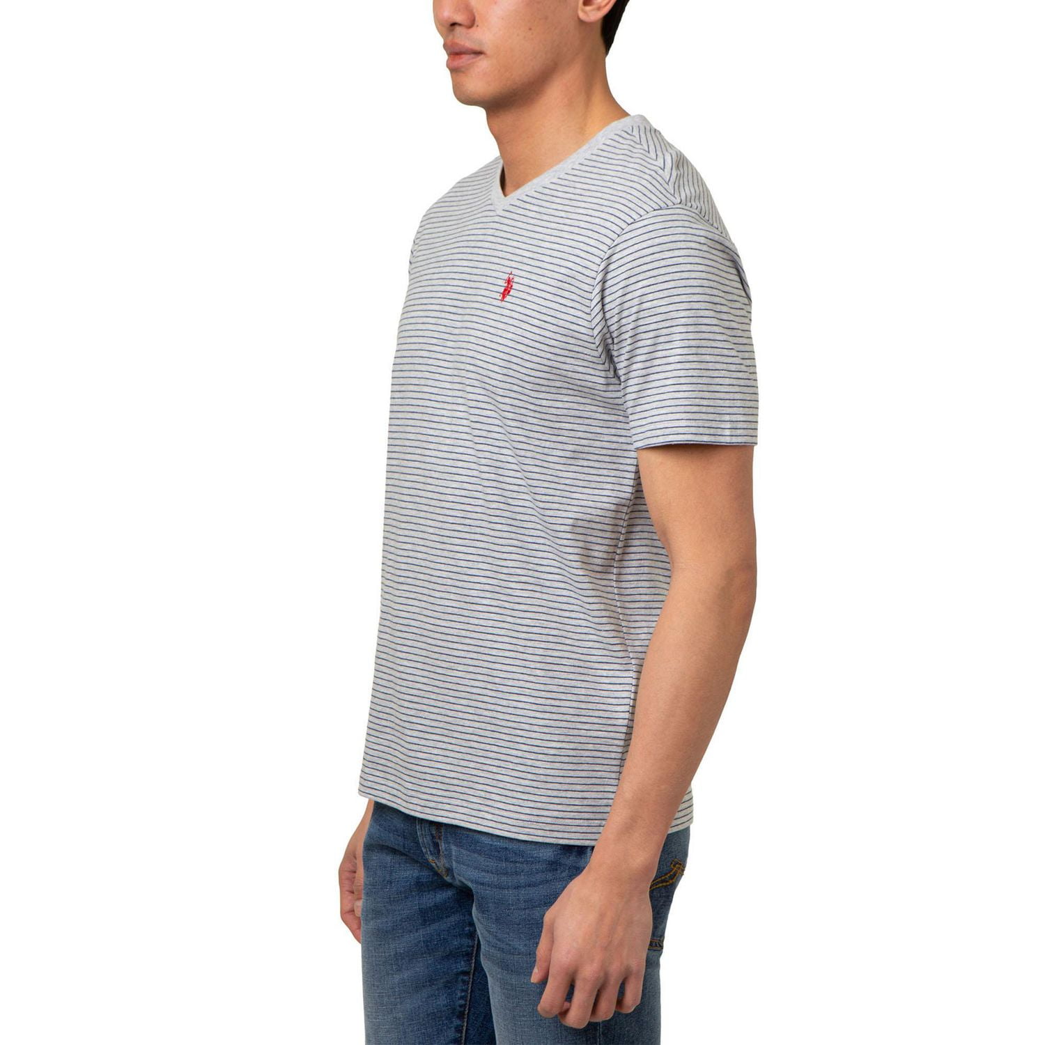 U.S. Polo T-shirt à col en V rayé pour homme