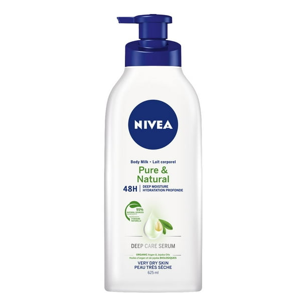NIVEA Lait corporelle 48H hydratation profonde Pure & Natural pour peau très sèche
