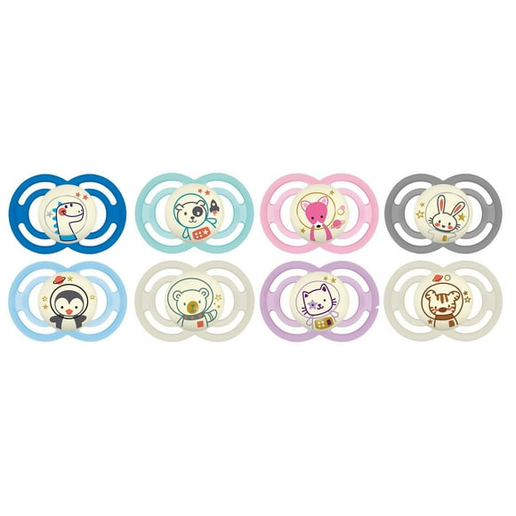 Suces MAM Perfect Night, suces qui brillent dans le noir (emballage de deux), suces MAM 16 mois et plus, meilleure suce pour les bébés allaités, suce assorti pour bébé MAM PerfectNuit 2pk 16+