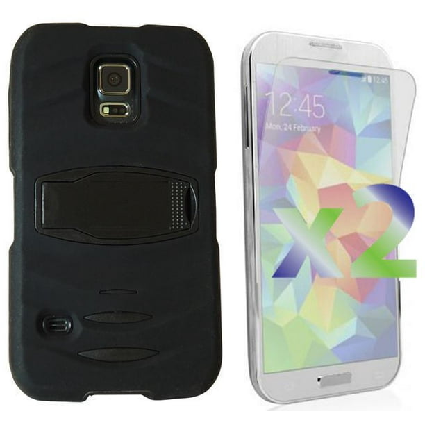 Étui blindé Exian pour Samsung Galaxy S5 avec support - noir
