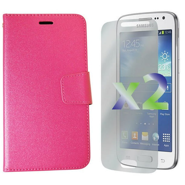 Étui portefeuille Exian en cuir pour Samsung Galaxy Core LTE - rose