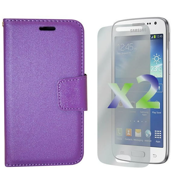 Étui portefeuille Exian en cuir pour Samsung Galaxy Core LTE - violet