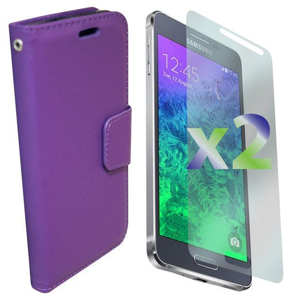 Étui portefeuille Exian en cuir pour Samsung Galaxy Alpha - violet