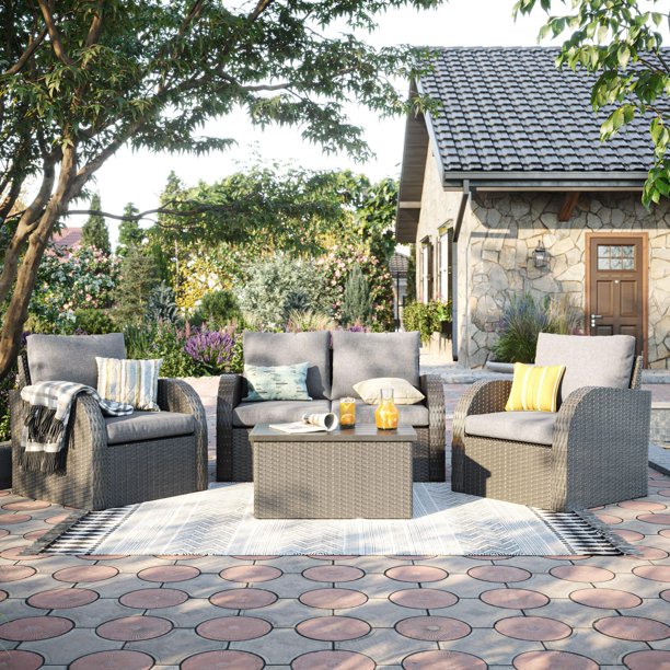 Brisbane 5 Piece Rust Resistant Wicker Conversation Set Walmart.ca