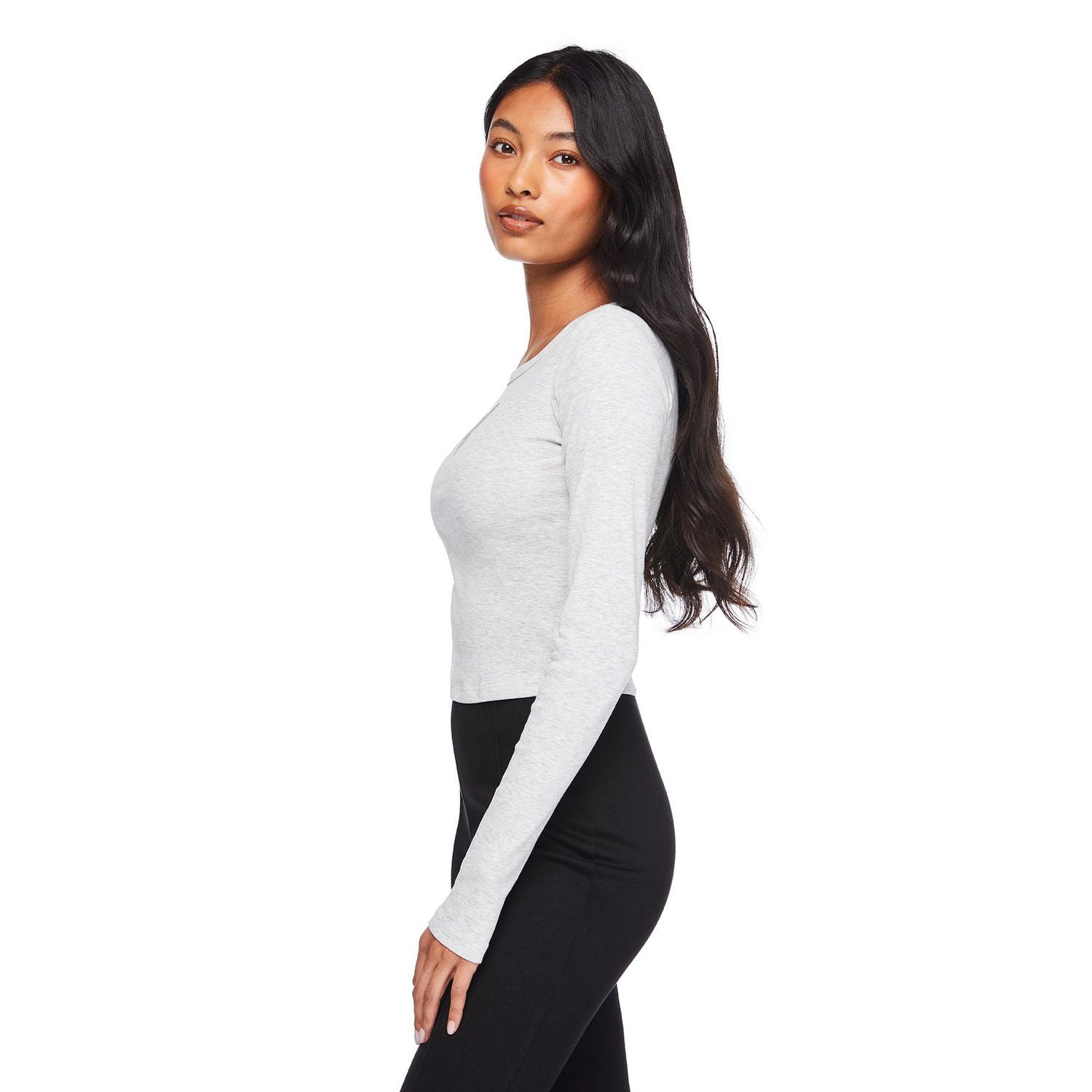 No Boundaries Women's Long Sleeve Baby Tee, Sizes XS-XXL