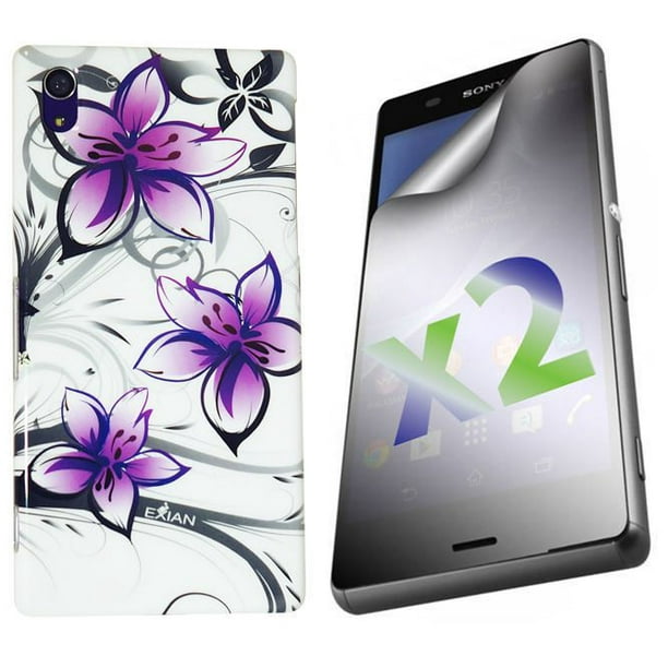 Étui Exian pour Xperia Z3 à motif floral - blanc et violet