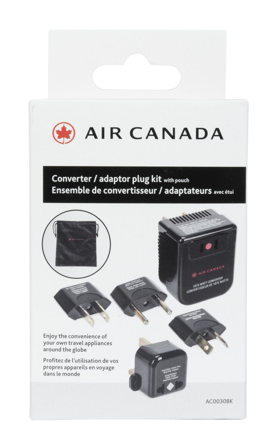 Air Canada Converter / Adapter Plug Kit with Pouch, 7 pieces