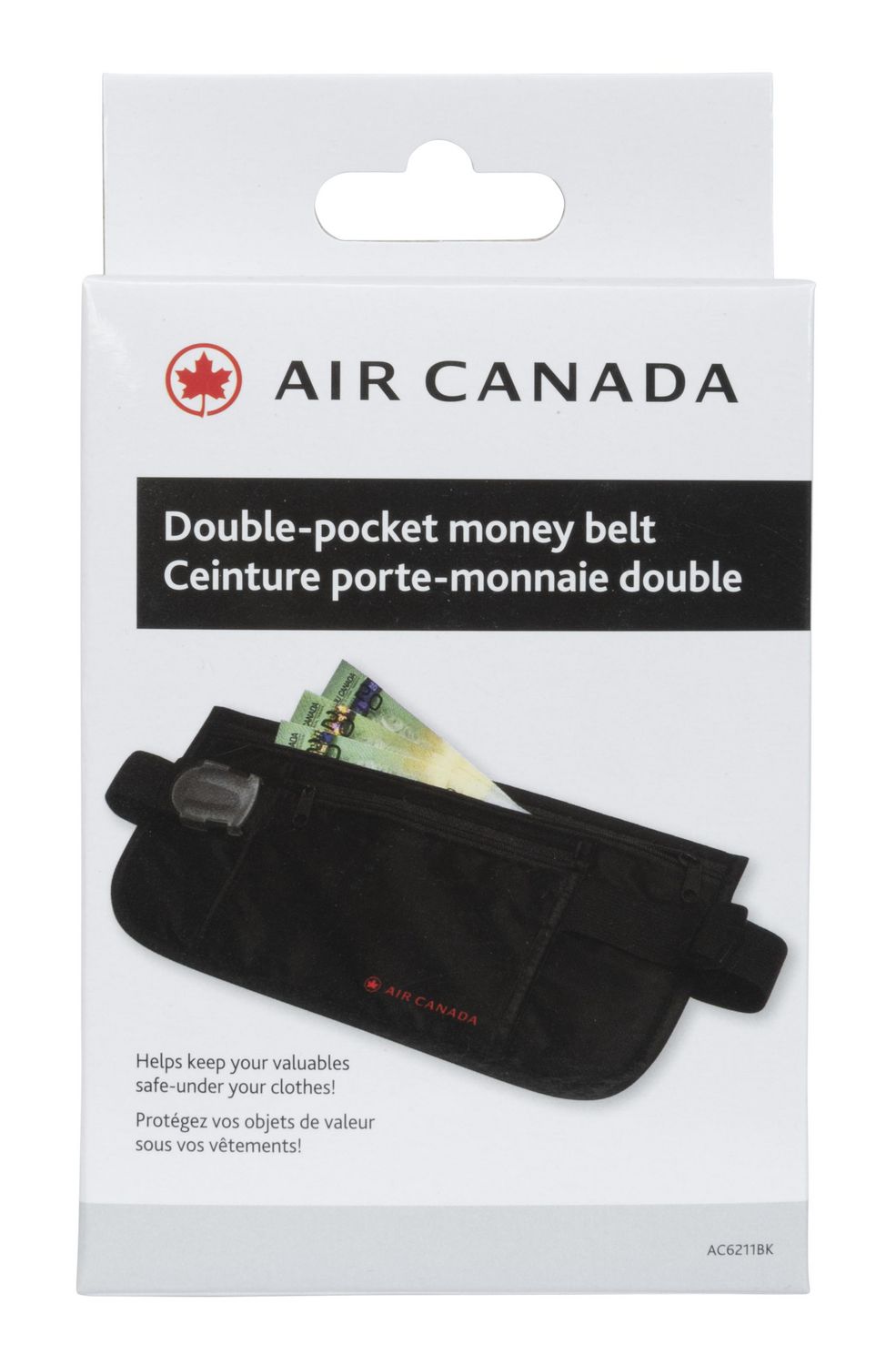 Air Canada Double Pocket Money Belt, Max 45 (114cm) 
