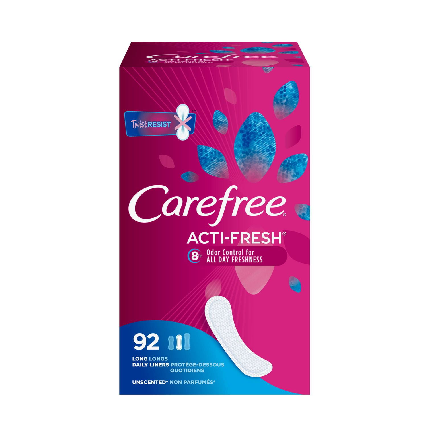 Carefree ActiFresh Body Shape Panty Liners Long Pack of 92 Liners