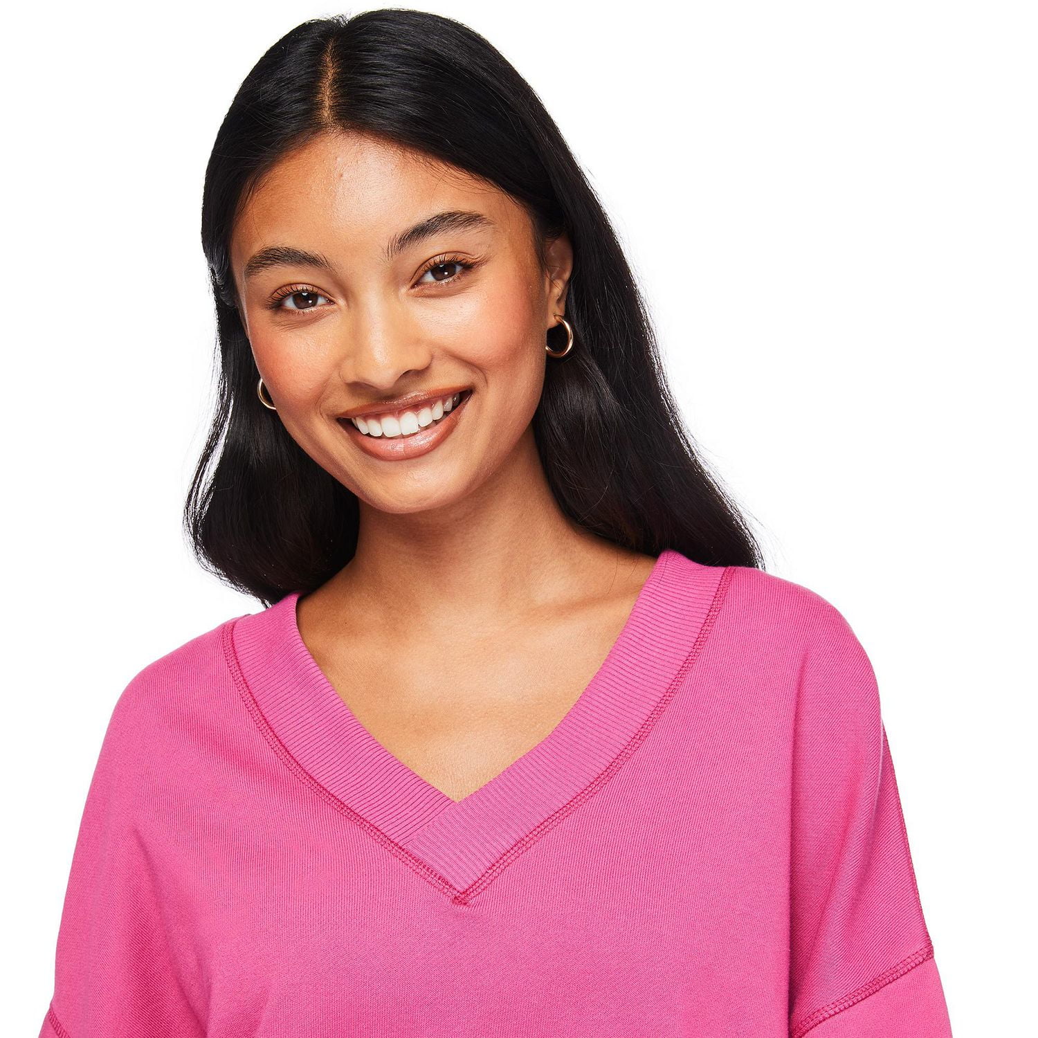 Chandail surdimensionné à encolure en V No Boundaries pour femmes Tailles TP–TTG