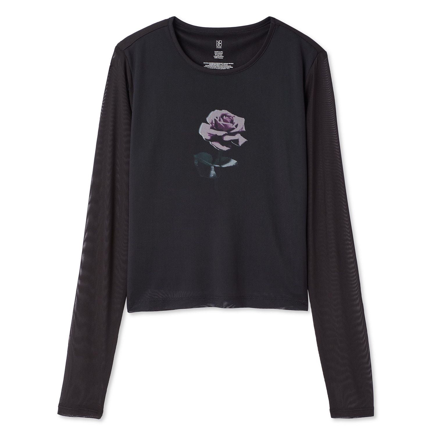 T-shirt en maille à manches longues No Boundaries pour femmes Tailles TP–TTG