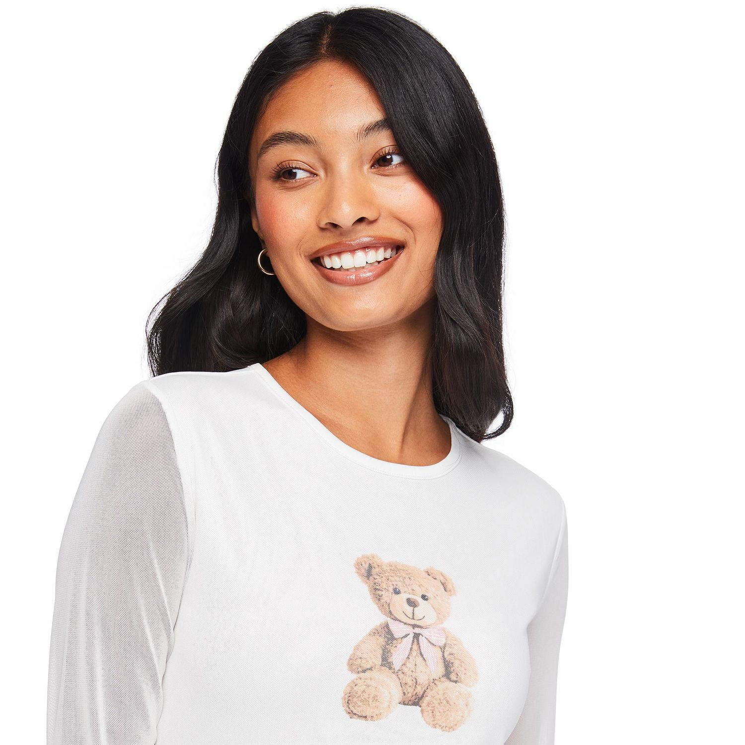 No Boundaries Women's Long Sleeve Mesh Tee, Sizes XS-XXL