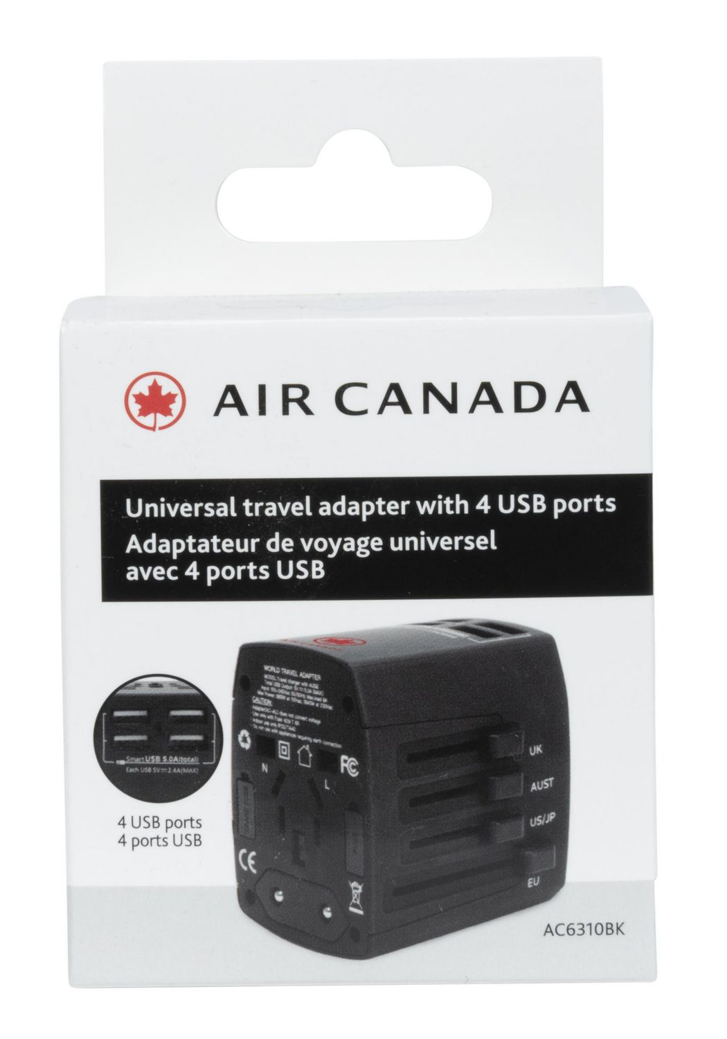 Adaptateur de voyage mondial avec port de chargement USB