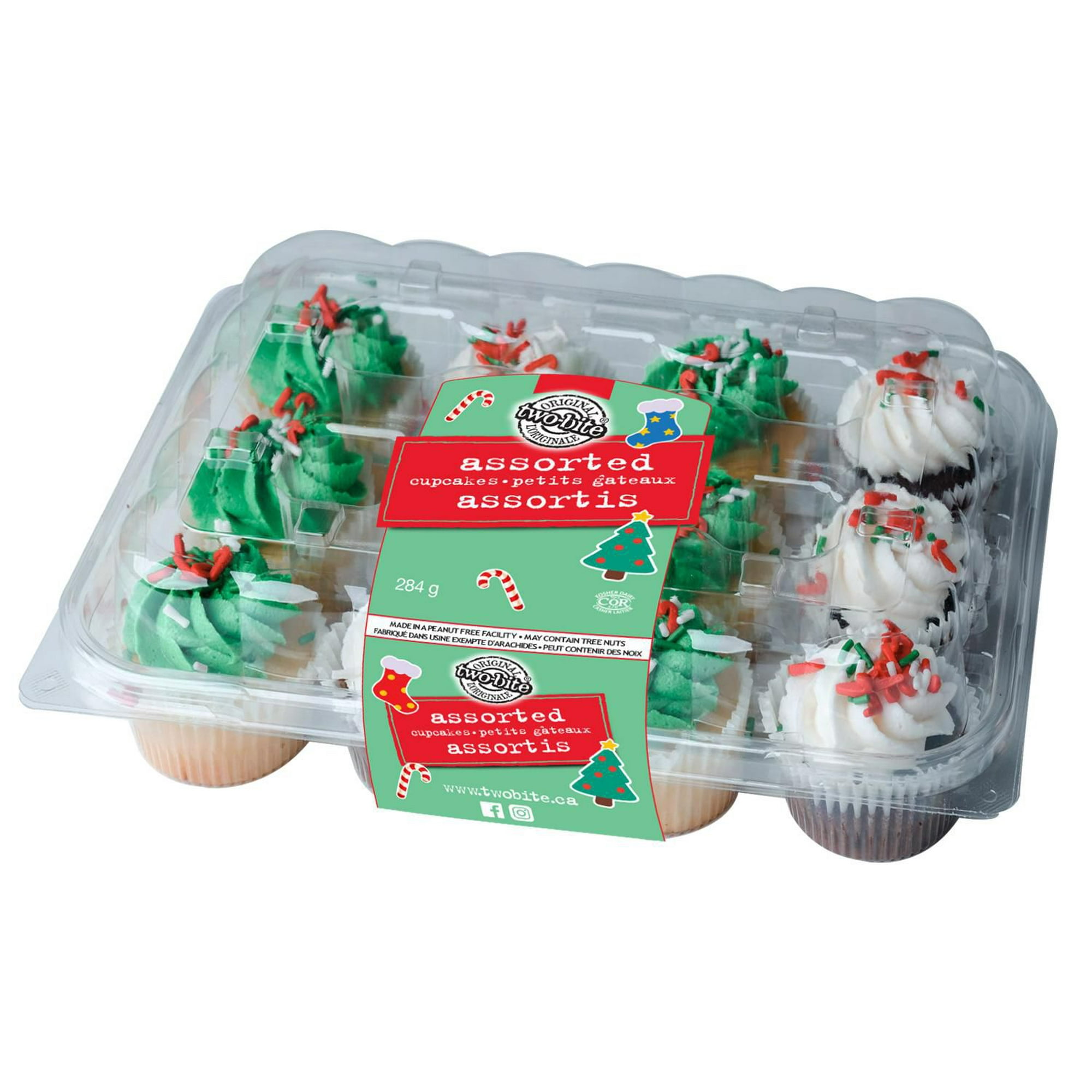 Mini petits gâteaux two-bite® de Noël glacés au chocolat et à la vanille,  paquet de 12 Quantité – 284 grammes