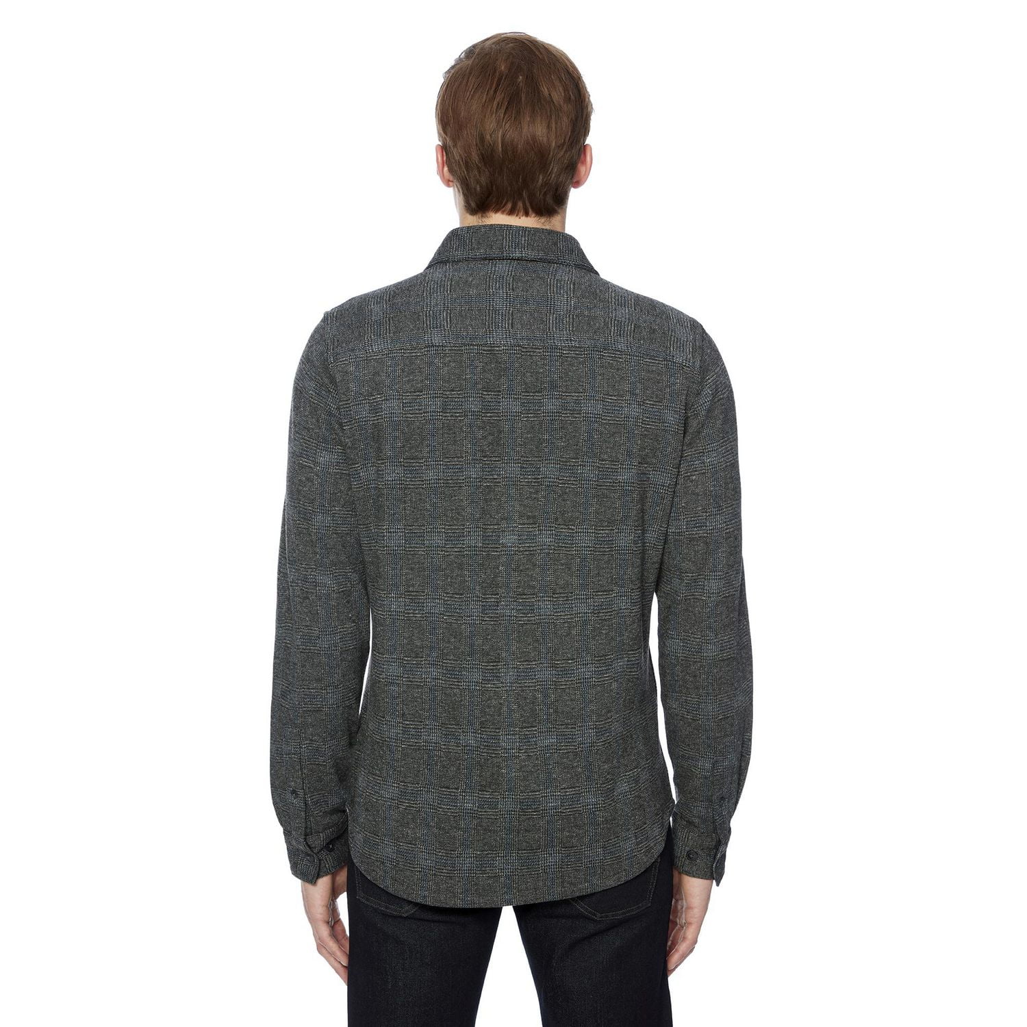 Dark Black Men's Long-Sleeve  Woven Shirt Flannel