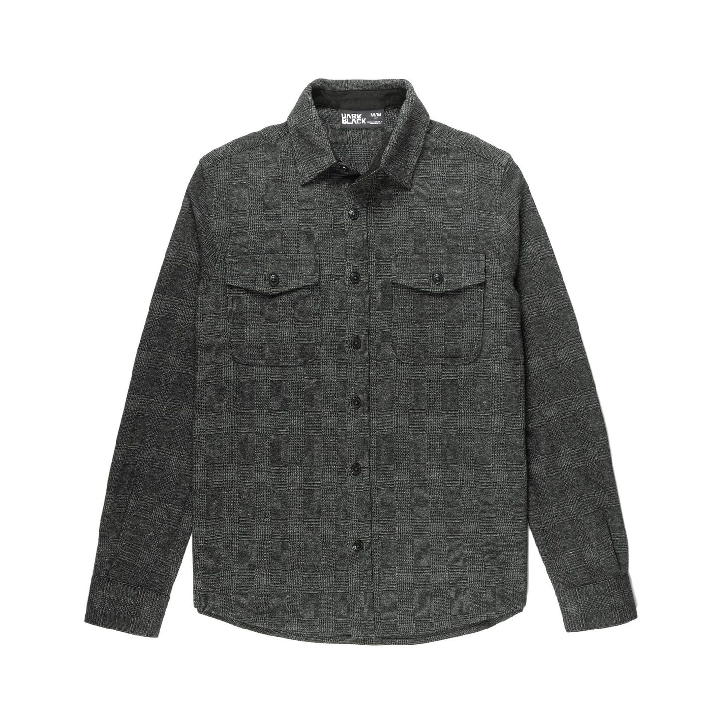 Dark Black Men's Long-Sleeve  Woven Shirt Flannel