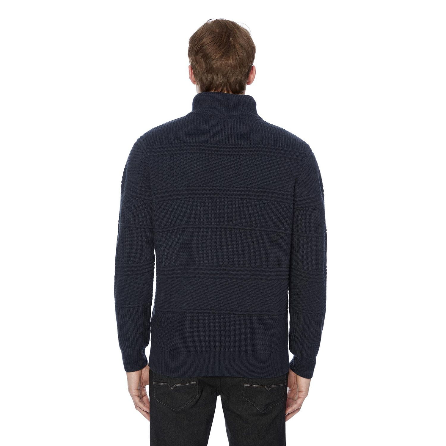 Dark Black Men's Long-Sleeve 1/4 zip Mock Neck Sweater