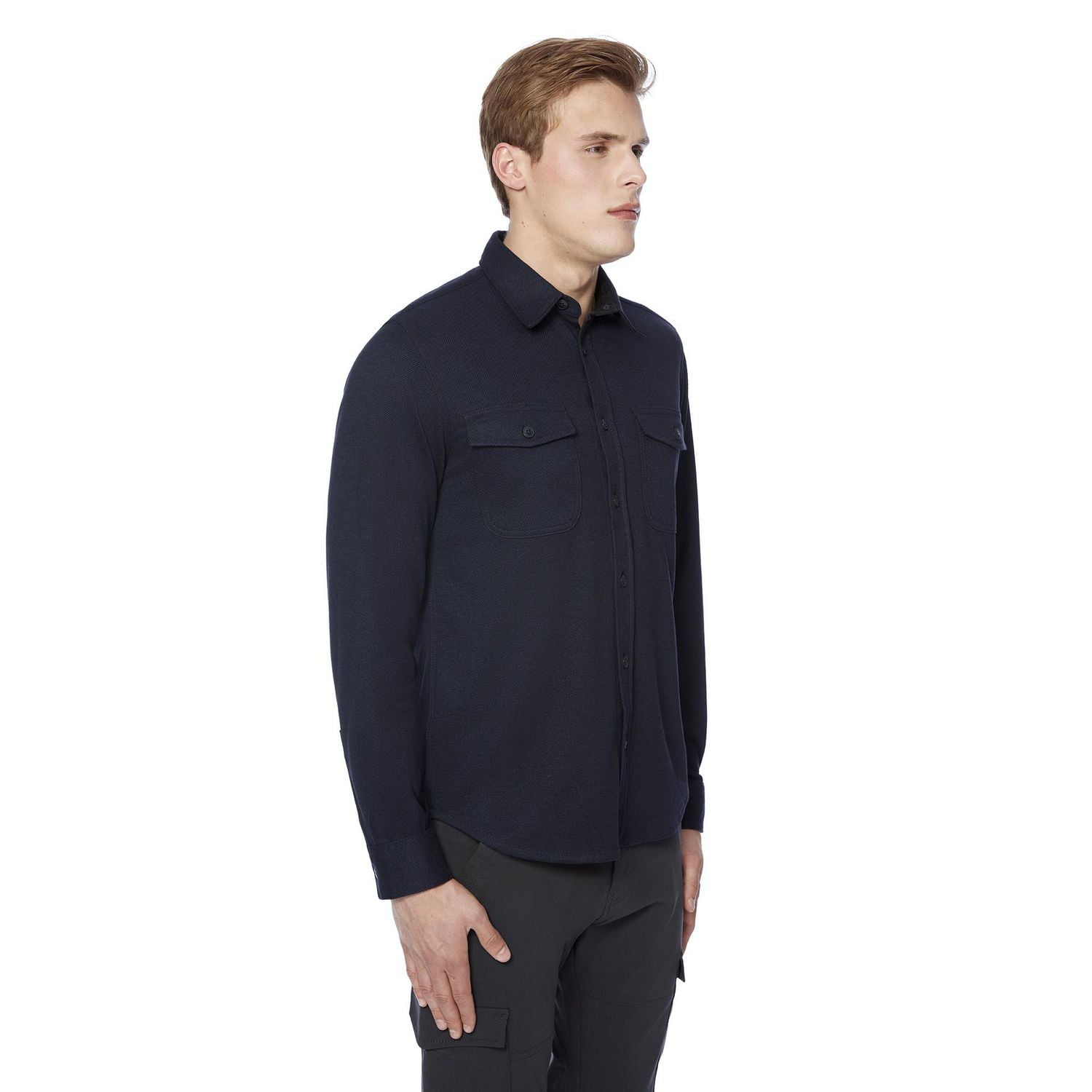 Dark Black Men's Long-Sleeve Woven Shirt Flannel