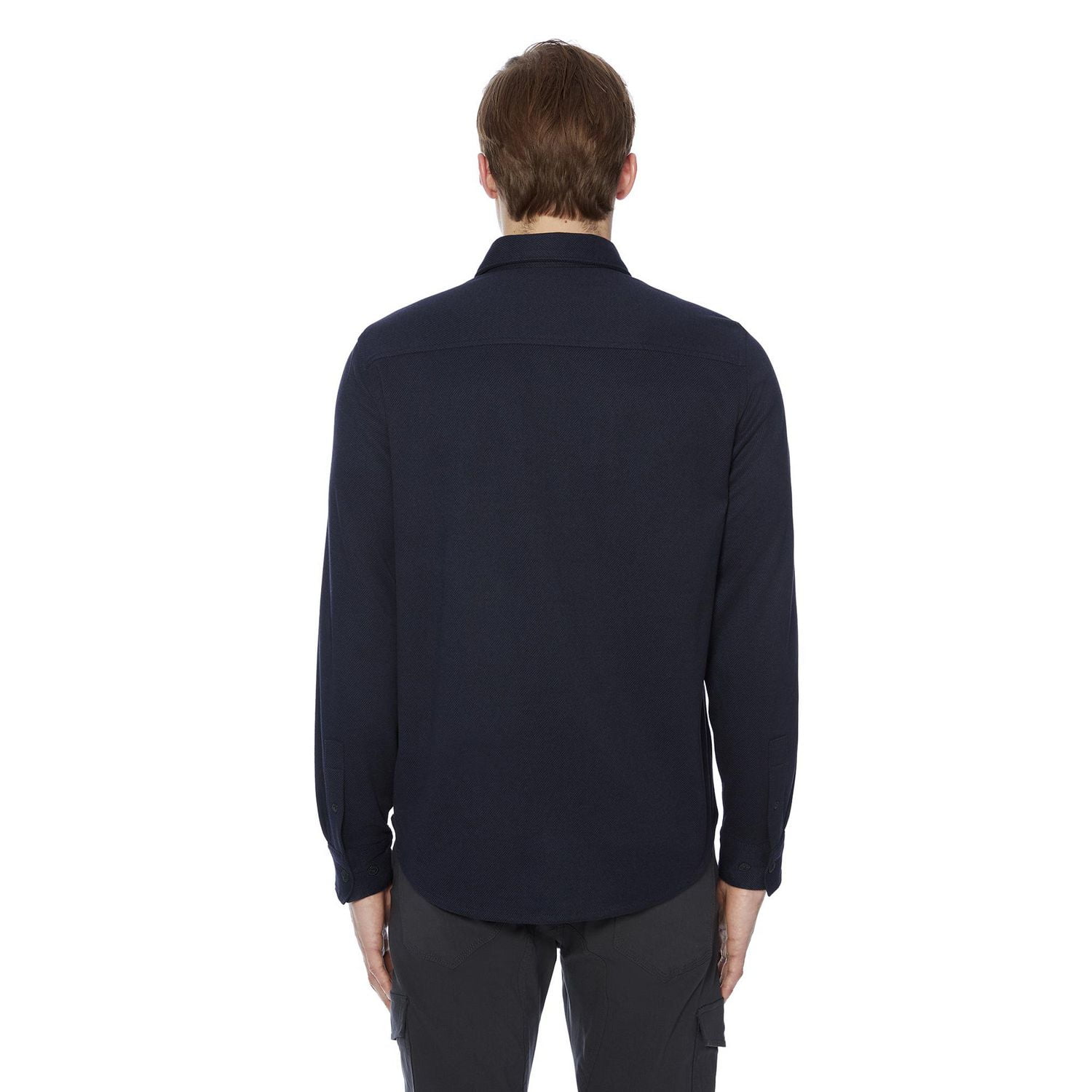 Dark Black Men's Long-Sleeve Woven Shirt Flannel