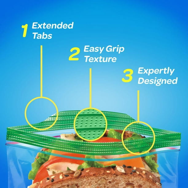 Ziploc® XL Sandwich Bags for On-The-Go Freshness, Grip 'n Seal Technology  for Easier Grip, Open, and Close, 30 Count, 30 Bags, XL 