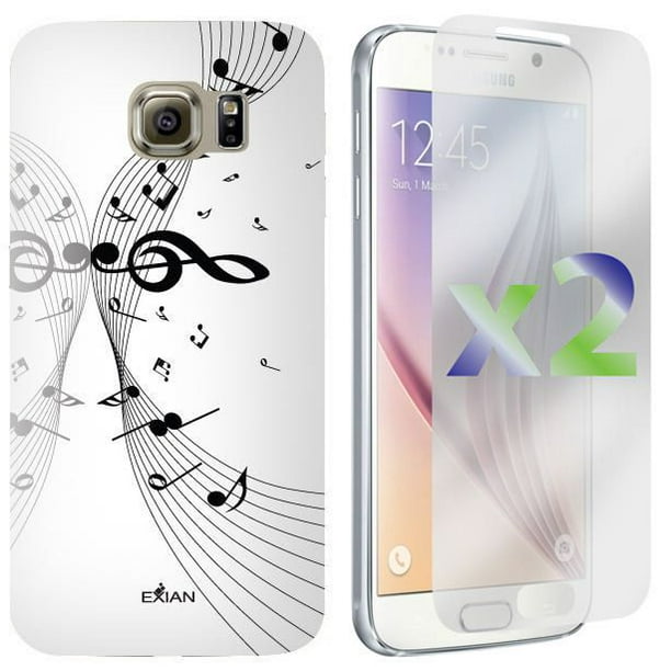 Étui d'Exian pour Samsung Galaxy S6 - notes de musique, blanc