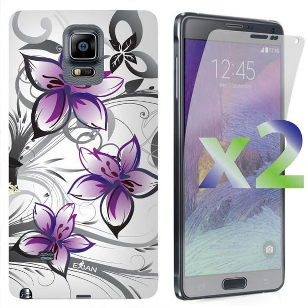 Étui d'Exian pour Samsung Galaxy Note 4 - motif floral, violet et blanc