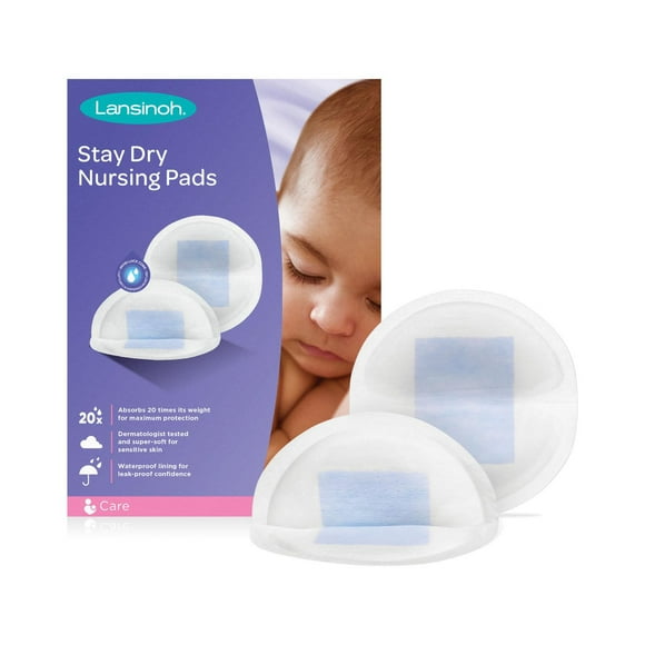 Lansinoh Stay Dry Serviettes d’allaitement jetables, 60 Count Doux et super absorbant
