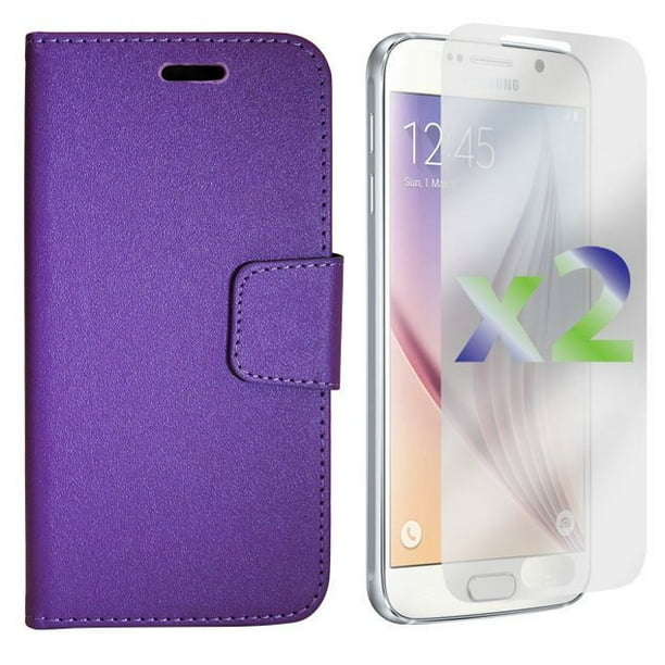Étui portefeuille d'Exian pour Samsung Galaxy S6 - texturé, violet