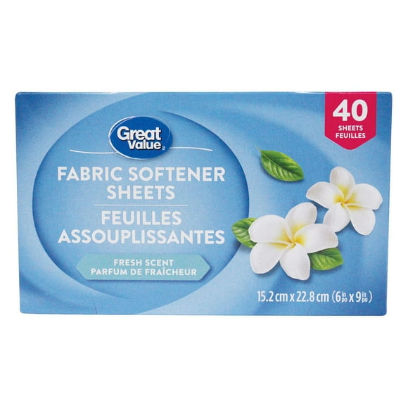 Great Value Fresh Scent Fabric Softener Sheets, 40 Sheets