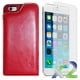 Étui portefeuille Exian en cuir véritable pour iPhone 6/6s en rouge – image 1 sur 3