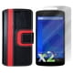 Étui portefeuille d'Exian pour Nexus 5 - rayures noires et rouges – image 1 sur 3