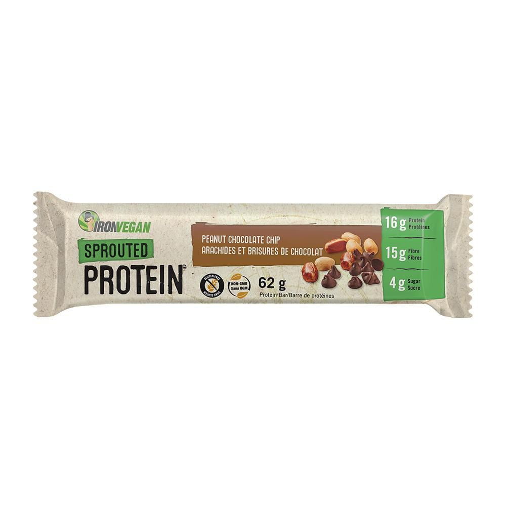 Iron Vegan Sprouted Protein Bars - Peanut Chocolate Chip Flavour