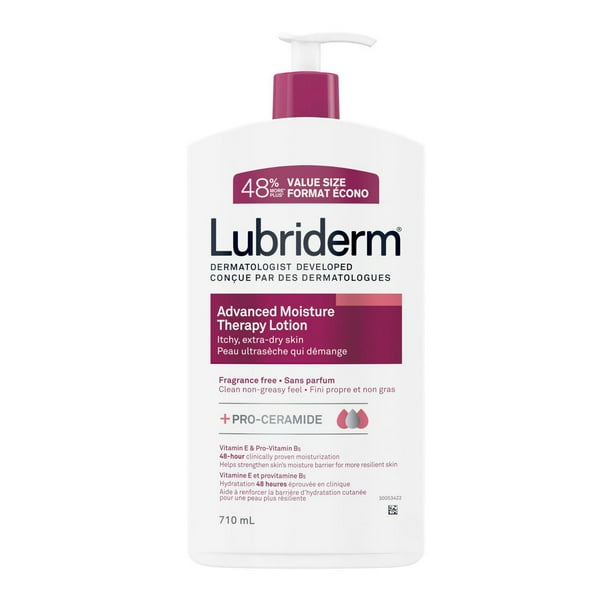Lubriderm Advanced Moisture Therapy Crème hydratante - Vitamine E, vitamine B5, lotion sans parfum pour le corps, 710 mL 710 ml