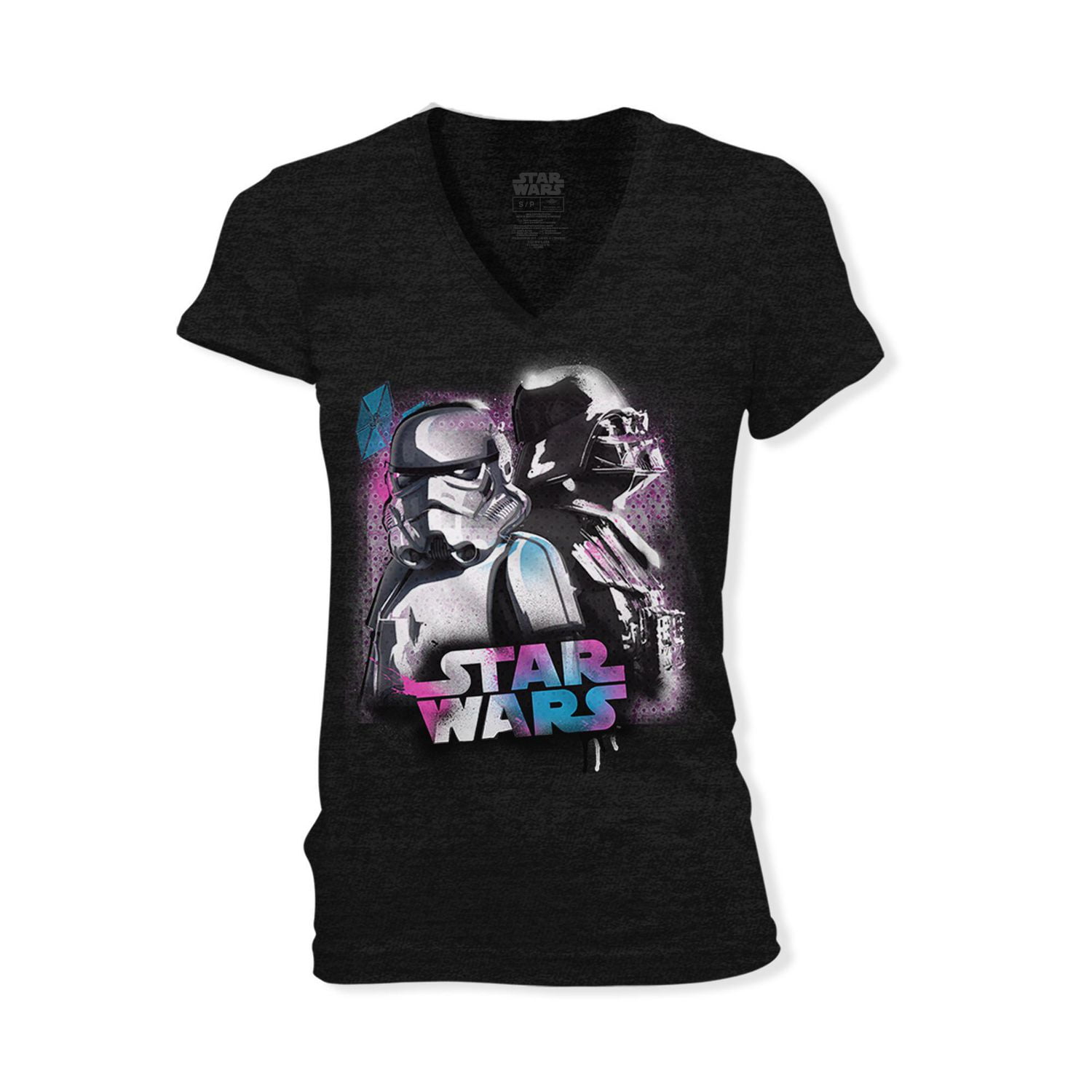 Ladies' Black Star Wars Storm Trooper & Vader T-Shirt