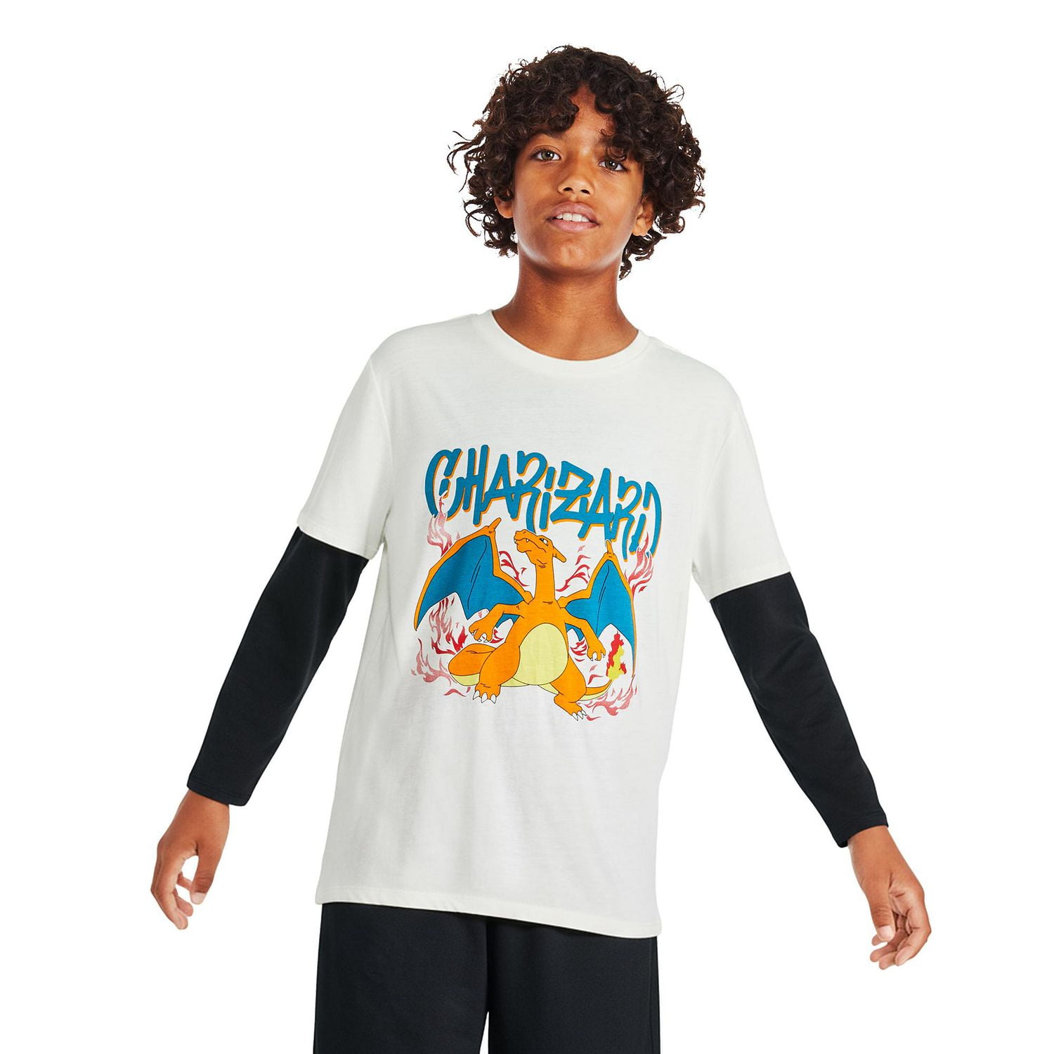 T-shirt à manches longues trompe-l’œil Pokémon pour garçons