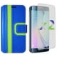 Étui portefeuille d'Exian pour Samsung S6 Edge - rayures bleues et vertes – image 1 sur 3