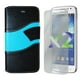 Étui portefeuille d'Exian pour Samsung Galaxy Core LTE - vagues noires et bleues – image 1 sur 3