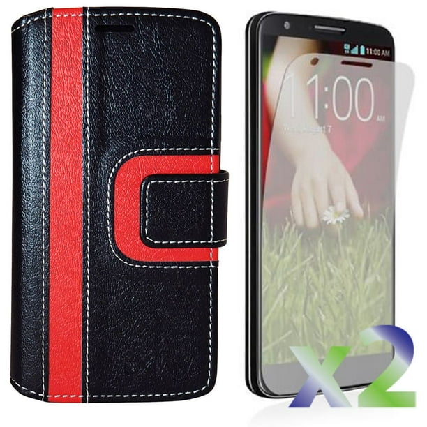 Étui portefeuille d'Exian pour LG G3 - rayures noires et rouges