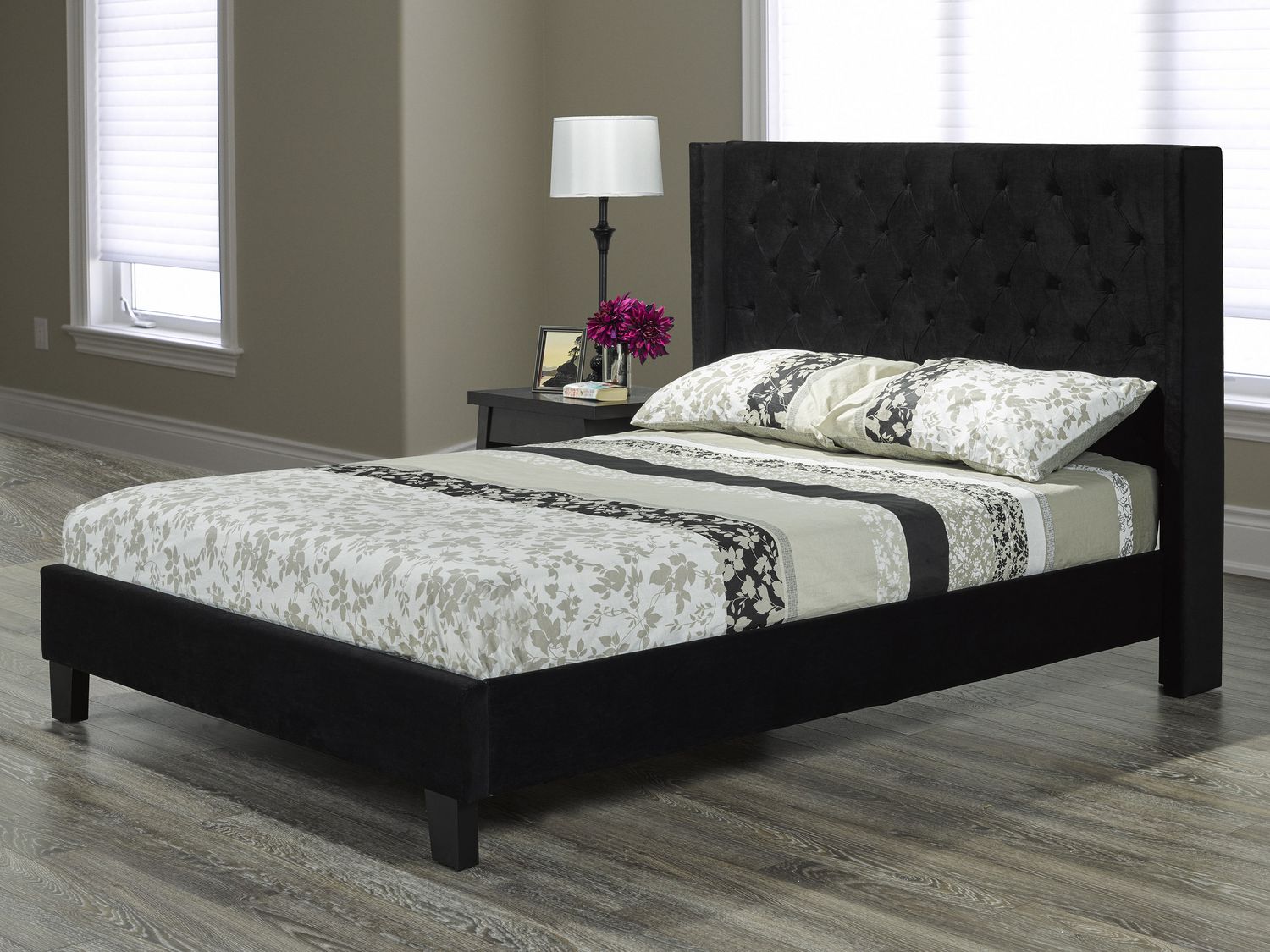 Brassex Inc Jia Tufted Platform King Bed, Black | Walmart Canada