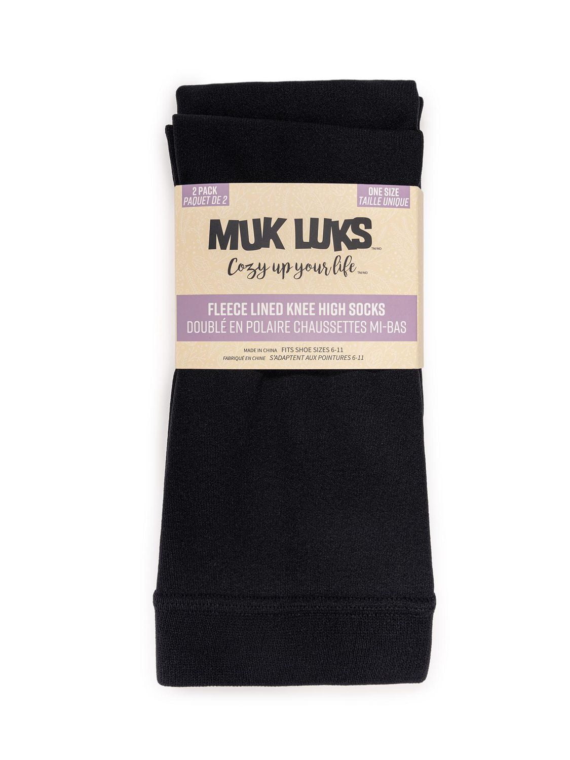 Muk Luks Women's Fleece Lined Knee High Tights 2 Pair