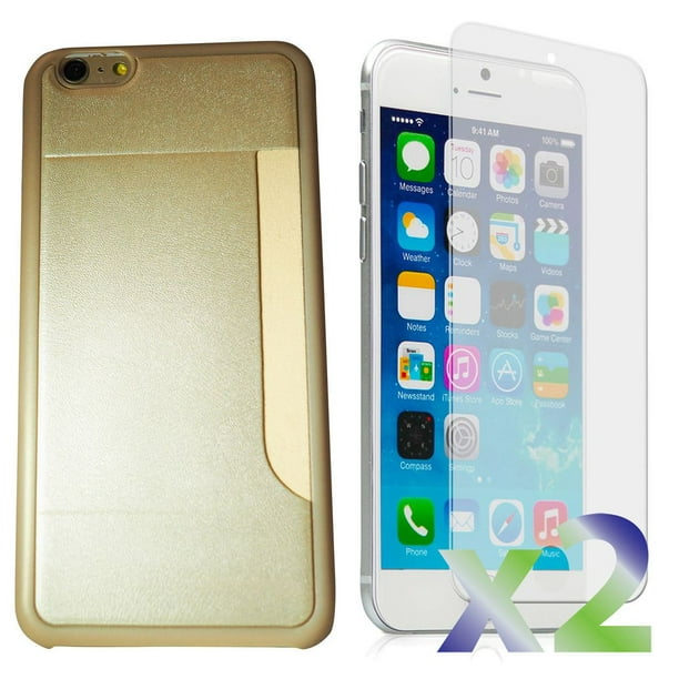 Étui Exian avec fente pour cartes pour iPhone 6 Plus/6s Plus en or