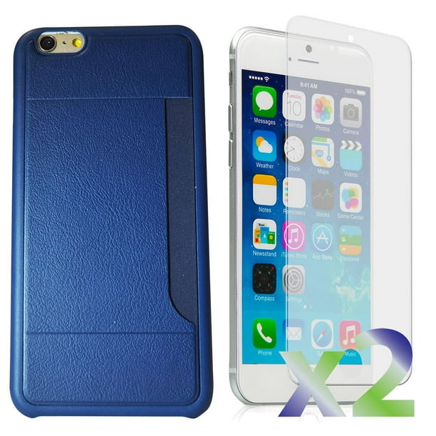 Étui Exian avec fente pour cartes pour iPhone 6 Plus/6s Plus en bleu