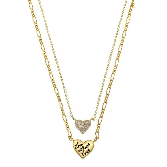 Luxury Designs Gold Plated Set of 2 Heart Necklaces
