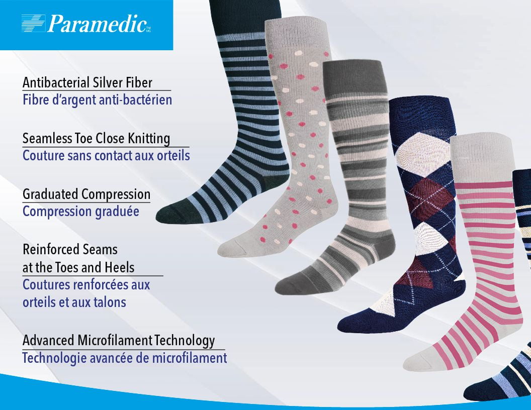 Paramedic Fashion Compression Socks 15-20 mmHg Women Stripes (1 Pair) - Medium, Stylish Knee-High Striped Paramedic Compression Socks for Women, 15-20mmHg
